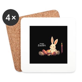 Hoppelhase & Ostertraum - Untersetzer (4er-Set) - Weiß - Vorne