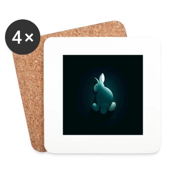 Hoppelhase & Glückseier" - Untersetzer (4er-Set) - Weiß - Vorne