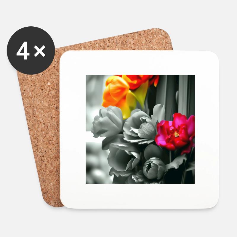 Blumen - Untersetzer (4er-Set) - Weiß