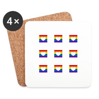 Cœur arc-en-ciel LGBTQ - Dessous de verre (lot de 4) - blanc - Devant