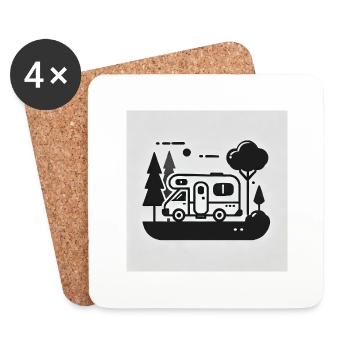 Camping – l’aventure en plein air ! - Dessous de verre (lot de 4) - blanc - Devant