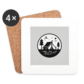 Camping: Experience nature, freedom, adventure - Coasters (set of 4) - white - Front