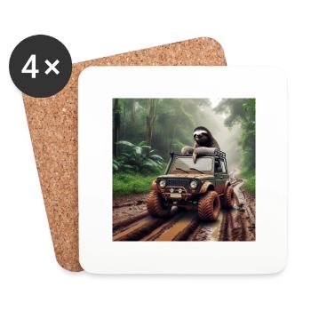 Vagabond paresseux 4x4 - Dessous de verre (lot de 4) - blanc - Devant
