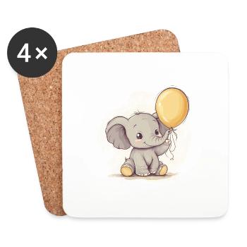 Baby Elephant - Coasters (set of 4) - white - Front