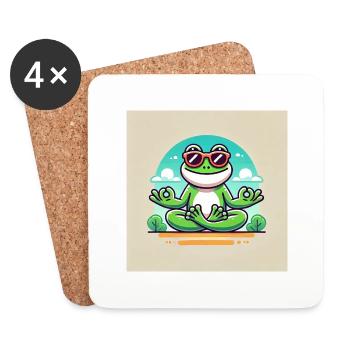 The cool yoga frog – Relaxed in style! - Coasters (set of 4) - white - Front