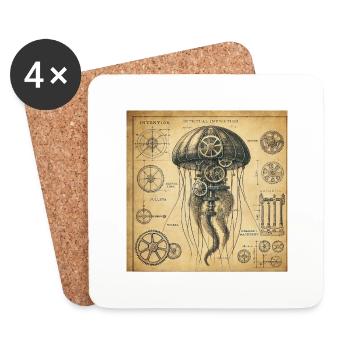 Mechanic Jellyfish - Untersetzer (4er-Set) - Weiß - Vorne