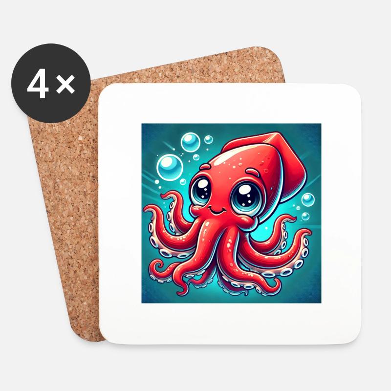 Le sympathique calmar géant : une aventure sDee - Dessous de verre (lot de 4) - blanc