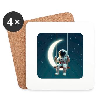 Astronaute sur Luna swing - Dessous de verre (lot de 4) - blanc - Devant