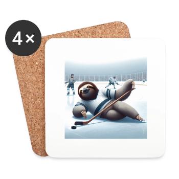 Hockey sur glace Sloth Wanderer - Dessous de verre (lot de 4) - blanc - Devant