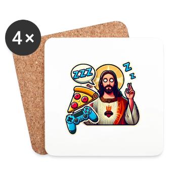 Pixel Gamer Life Eat Sleep Respawn - Coasters (set of 4) - white - Front