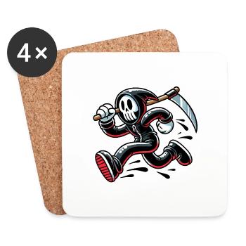 Funny Grim Reaper Running Design - Coasters (set of 4) - white - Front