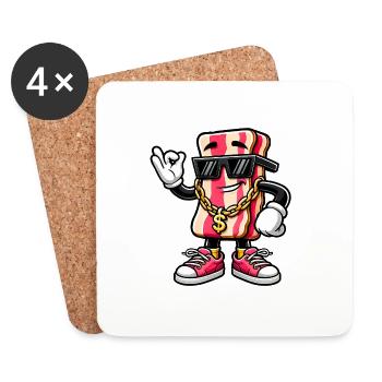Cool Bacon with Sunglasses Sticker - Coasters (set of 4) - white - Front