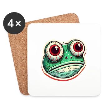 Funny Frog Lover Vintage Illustration - Coasters (set of 4) - white - Front