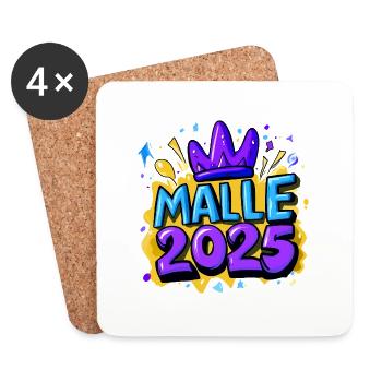 Malle 2025 Spruch Mallorca - Untersetzer (4er-Set) - Weiß - Vorne
