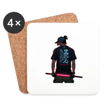 Samurai Anime Art ,,Sin the Red Bade" - Untersetzer (4er-Set) - Weiß - Vorne