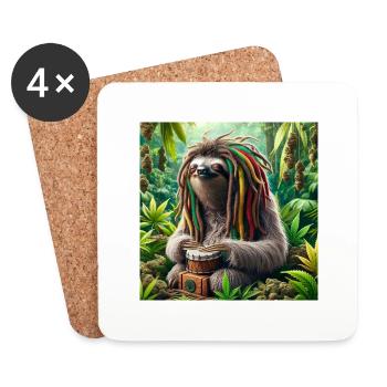 Rastaman Wanderer Sloth - Coasters (set of 4) - white - Front