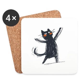 Singende Katze – Musik & Lebensfreude - Untersetzer (4er-Set) - Weiß - Vorne