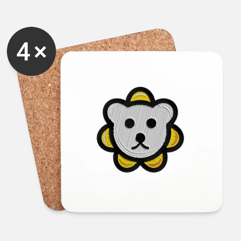 Bär Kopf Stickmotiv Bärenkopf - Untersetzer (4er-Set) - Weiß