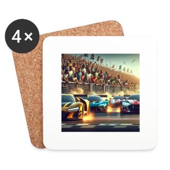 Race cars near finish - Coasters (set of 4) - white - Front