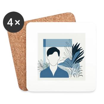 Minimalistische Illustration - Untersetzer (4er-Set) - Weiß - Vorne