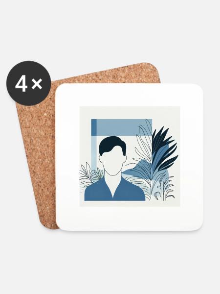 Minimalistische Illustration - Untersetzer (4er-Set) - Weiß