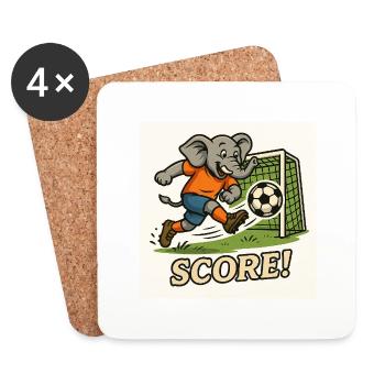 Elephant Playing Soccer – Funny Kids Design - Coasters (set of 4) - white - Front
