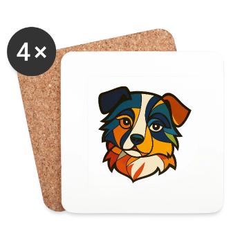 chien - Dessous de verre (lot de 4) - blanc - Devant