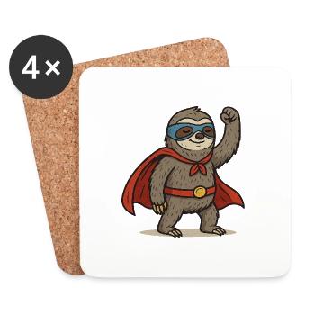 Super paresseux – Héros de la décélération - Dessous de verre (lot de 4) - blanc - Devant