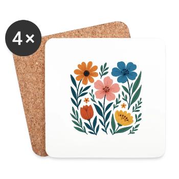 Flowers - Coasters (set of 4) - white - Front