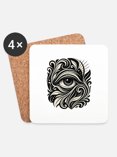 Vision Flow – All-Seeing Art - Untersetzer (4er-Set) - Weiß