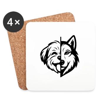 TinyPaws Black & White Edition Shih Tzu / Wolf b - Untersetzer (4er-Set) - Weiß - Vorne
