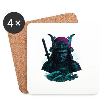 Glitch Samurai – The Digital Warrior - Coasters (set of 4) - white - Front