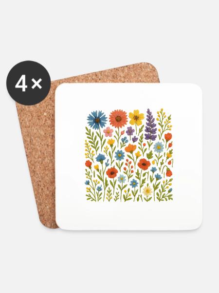 Blumen Flower - Coasters (set of 4) - white