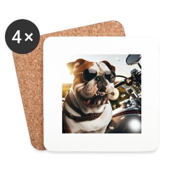 Bouledogue américain - Dessous de verre (lot de 4) - blanc - Devant