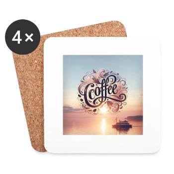 Das Wort Kaffee - Untersetzer (4er-Set) - Weiß - Vorne