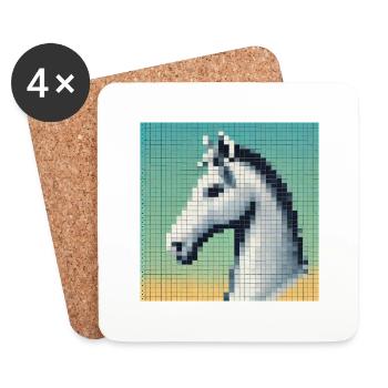 2024 Horse NFT Head Comic High Definition - Coasters (set of 4) - white - Front