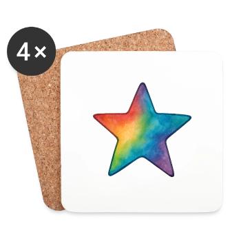 Watercolor Star – Bunter Stern im Aquarellstil - Untersetzer (4er-Set) - Weiß - Vorne
