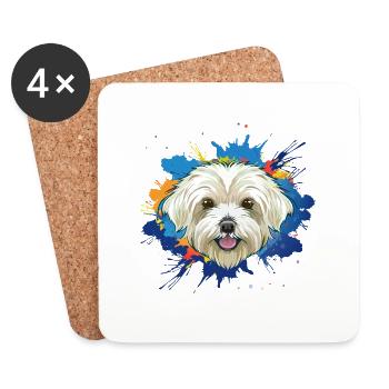 Maltese,Dog,Illustration,Colorful - Coasters (set of 4) - white - Front