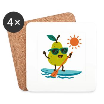 Sporty pear - Coasters (set of 4) - white - Front