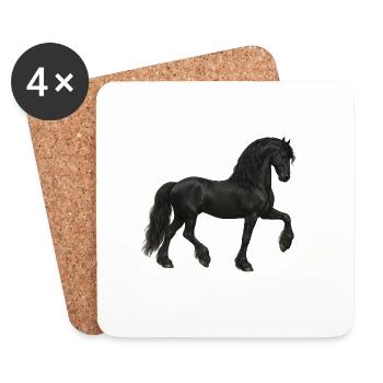 Race de cheval frison - Frysian - Fries - Dessous de verre (lot de 4) - blanc - Devant