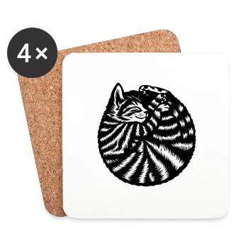 Chat Chat mignon - Dessous de verre (lot de 4) - blanc - Devant