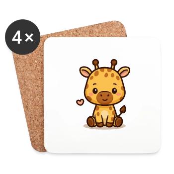 Kleine Giraffe – süß & freundlich - Untersetzer (4er-Set) - Weiß - Vorne