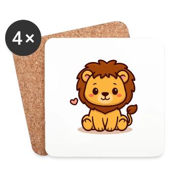 Petit lion – Courageux et mignon - Dessous de verre (lot de 4) - blanc - Devant