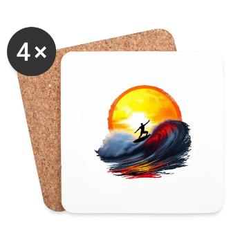 Surfen bis in den Sonnenuntergang - Untersetzer (4er-Set) - Weiß - Vorne