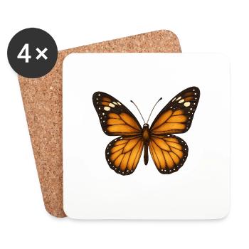 Papillons monarques – délicats et majestueux - Dessous de verre (lot de 4) - blanc - Devant