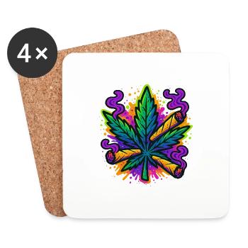 Trippy Leaf - Untersetzer (4er-Set) - Weiß - Vorne