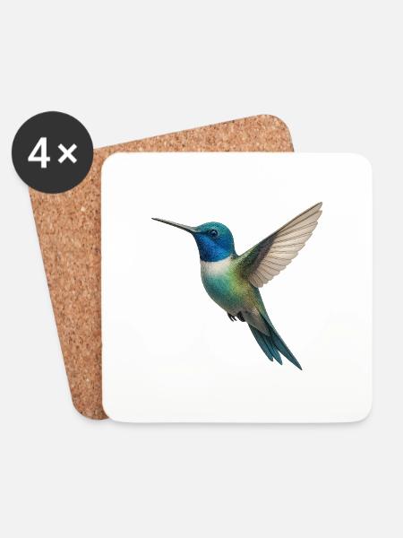 Kolibri – Leichtigkeit in Farben - Untersetzer (4er-Set) - Weiß