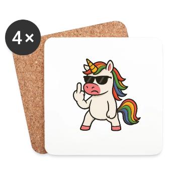 Middle finger unicorn - Coasters (set of 4) - white - Front