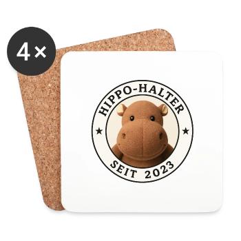 Hippo-Halter - Untersetzer (4er-Set) - Weiß - Vorne