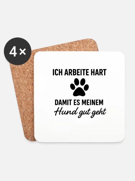 MEIN JOB? HUNDEGLÜCK! - Untersetzer (4er-Set) - Weiß
